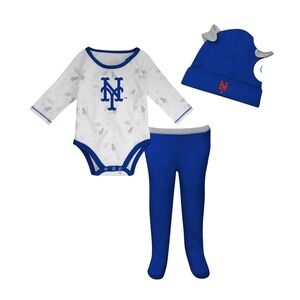 MLB New York Mets Infant 3 Piece Bodysuit Pants & Hat Set 6-9 Months NWT